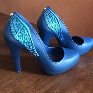 Melissa Blue Jelly Shoes Wings Details